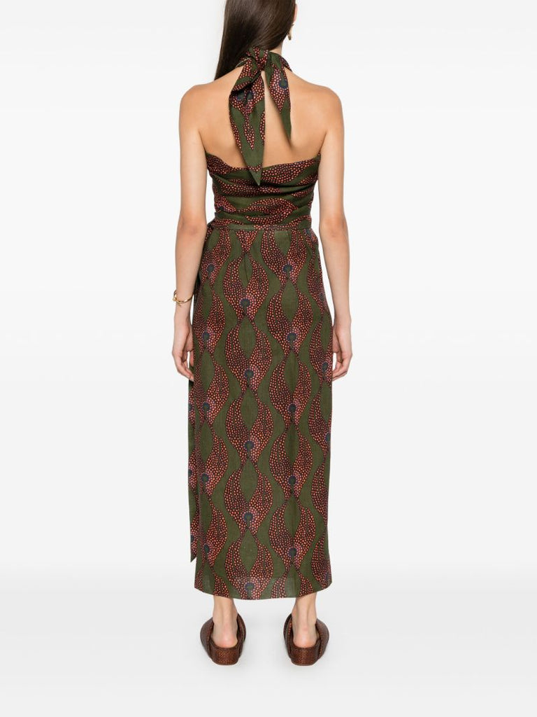 Green Ravello Linen Wrap Skirt