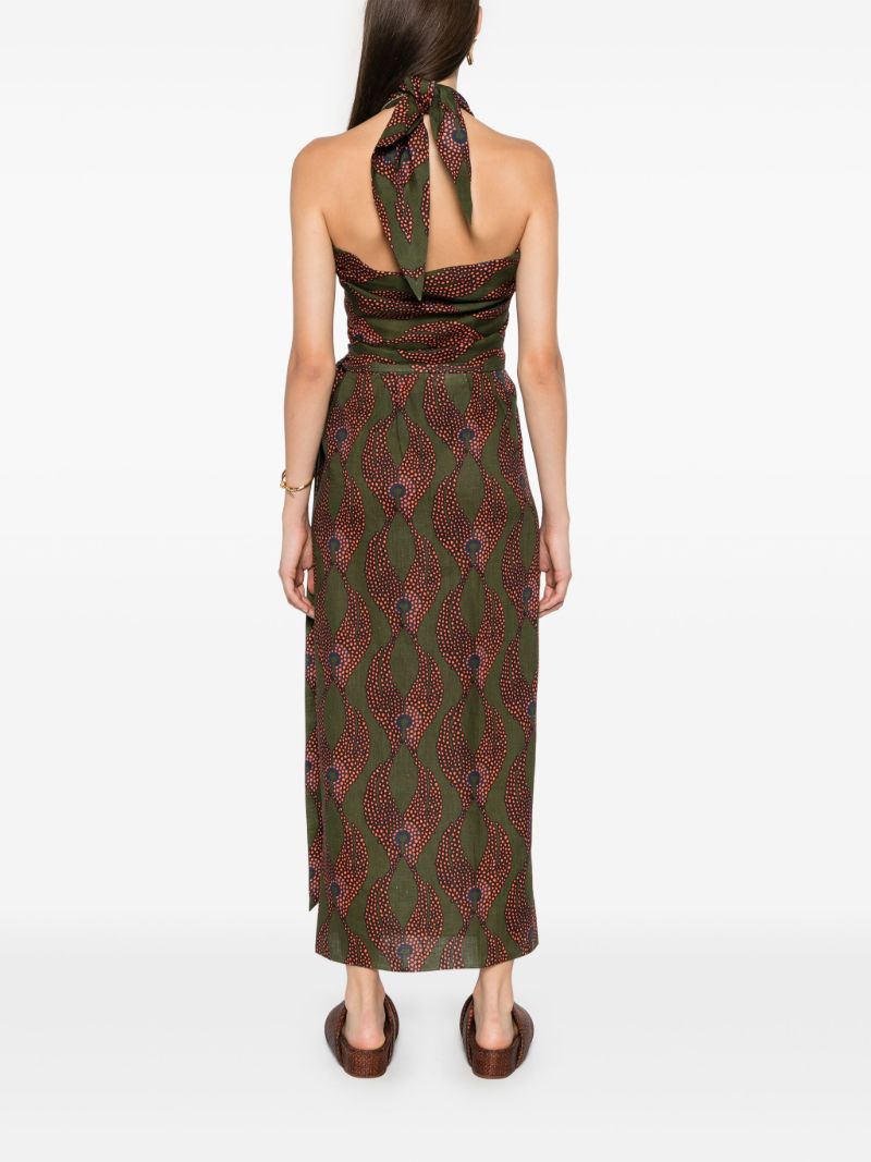 Green Ravello Linen Wrap Skirt