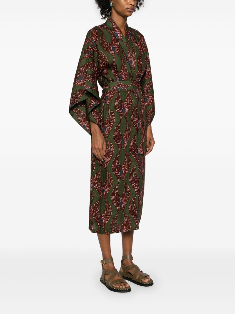 Green Ravello Belted Linen Dress