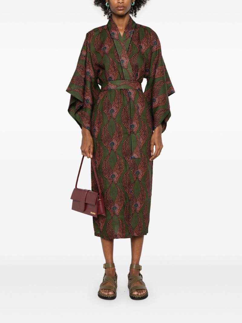 Green Ravello Belted Linen Dress
