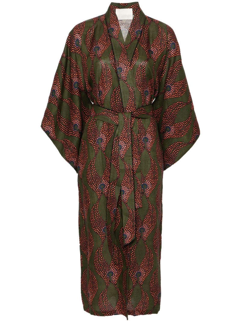 Green Ravello Belted Linen Dress
