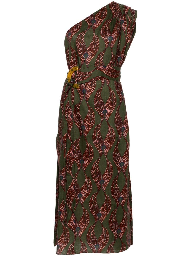 Green Ravello One-shoulder Dress