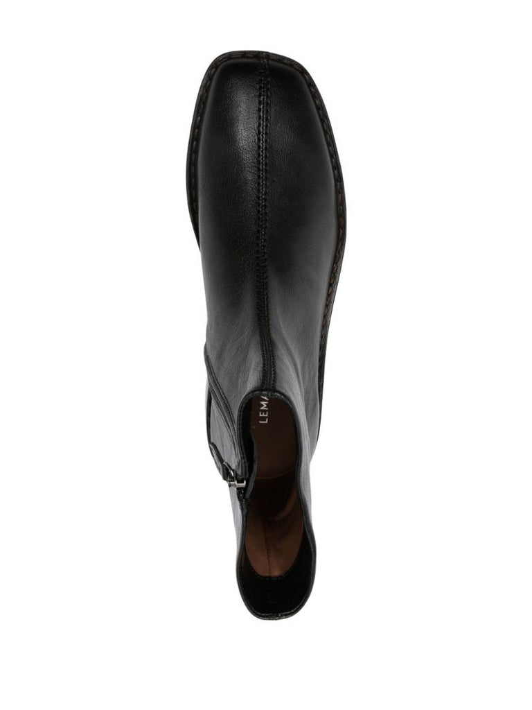 Black Pipped Zip-up Boots