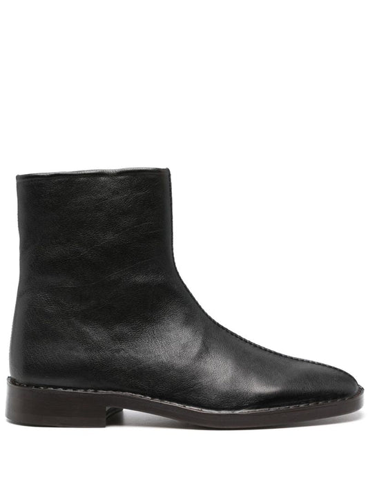 Black Pipped Zip-up Boots