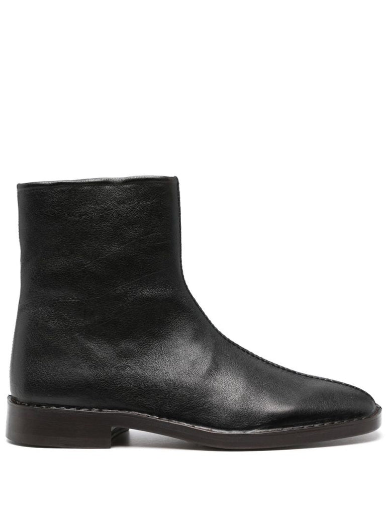 Black Pipped Zip-up Boots