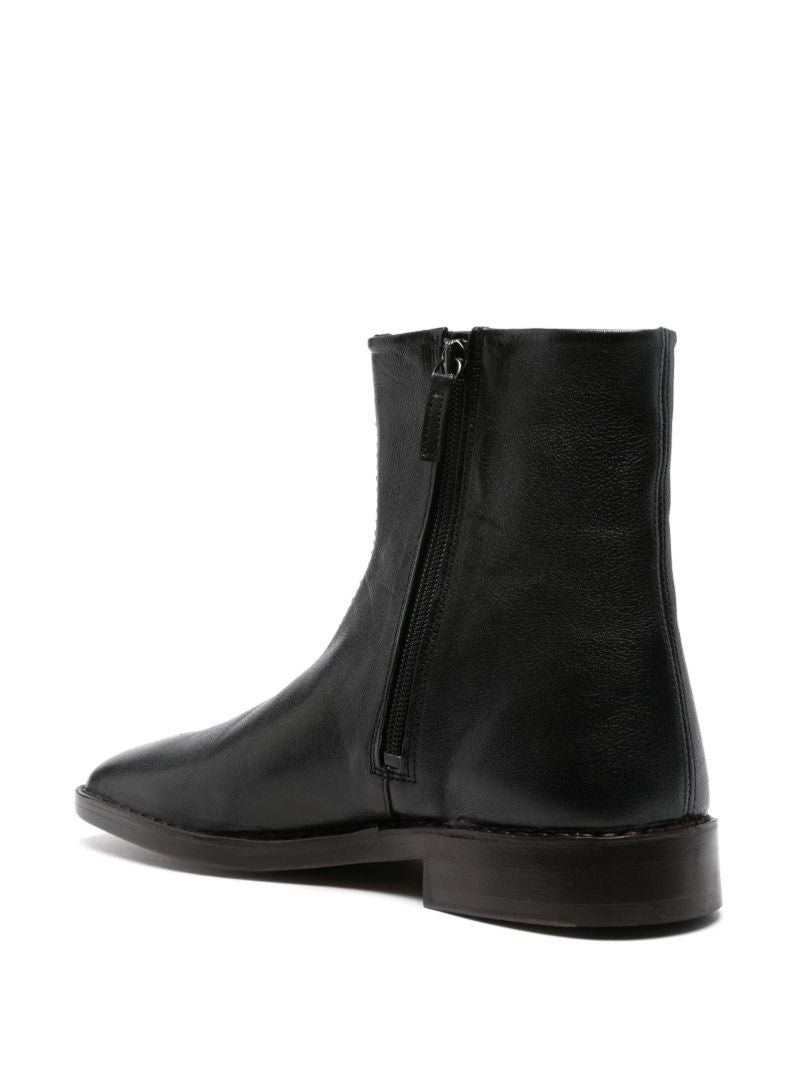 Black Pipped Zip-up Boots
