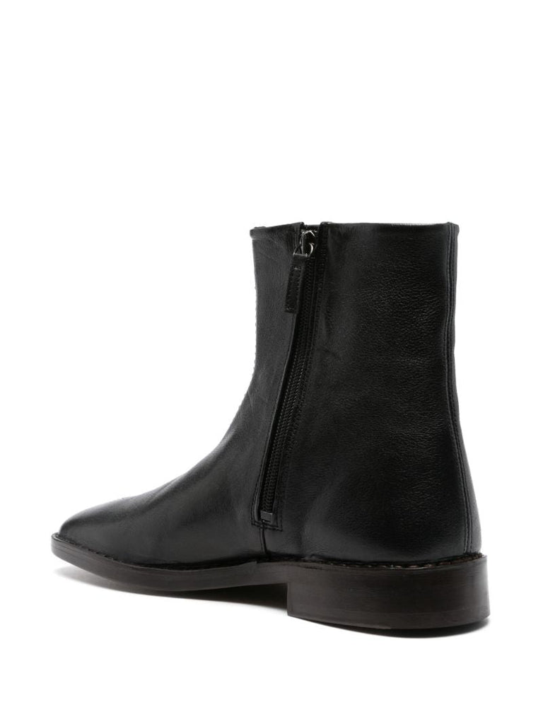 Black Pipped Zip-up Boots