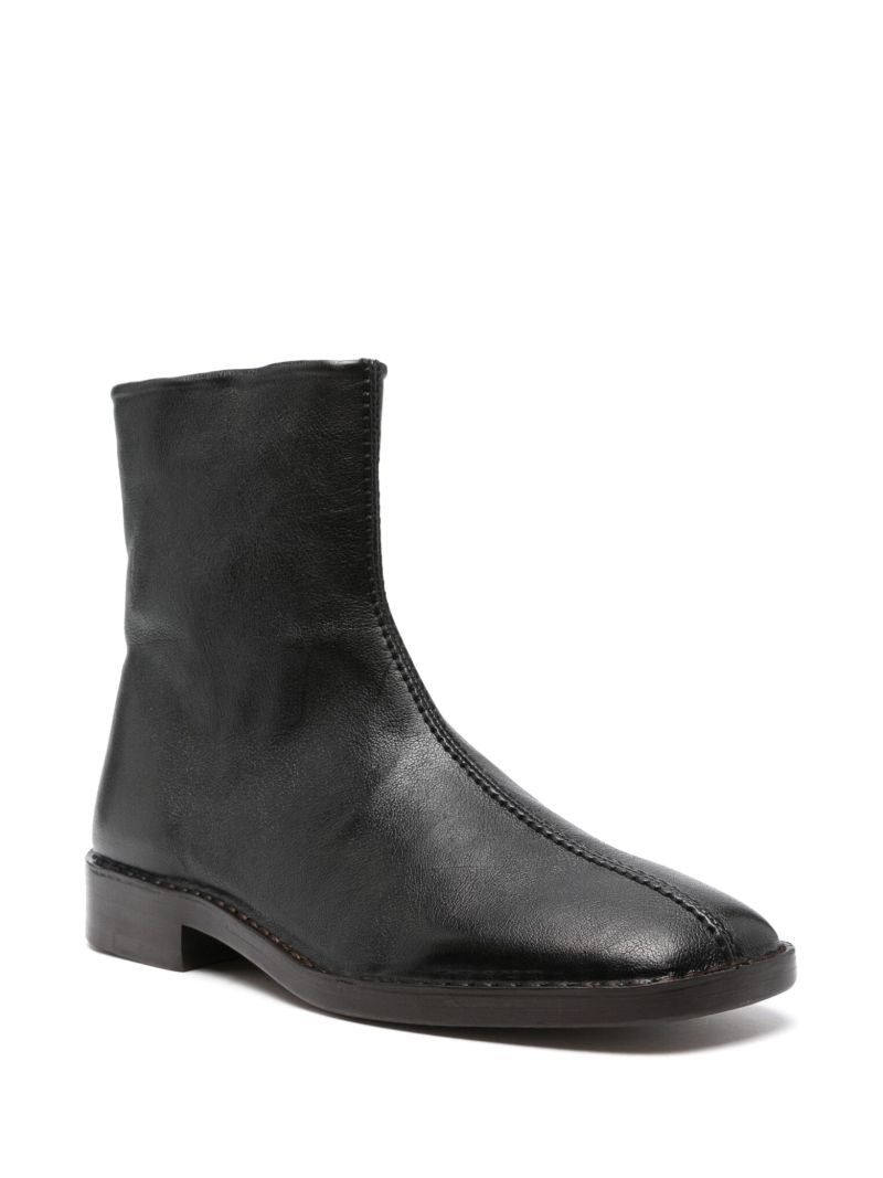 Black Pipped Zip-up Boots