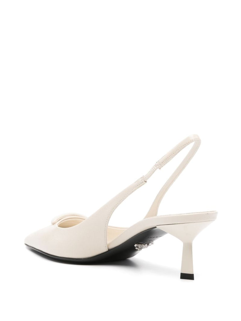 75mm Saffiano Leather Slingback Pumps