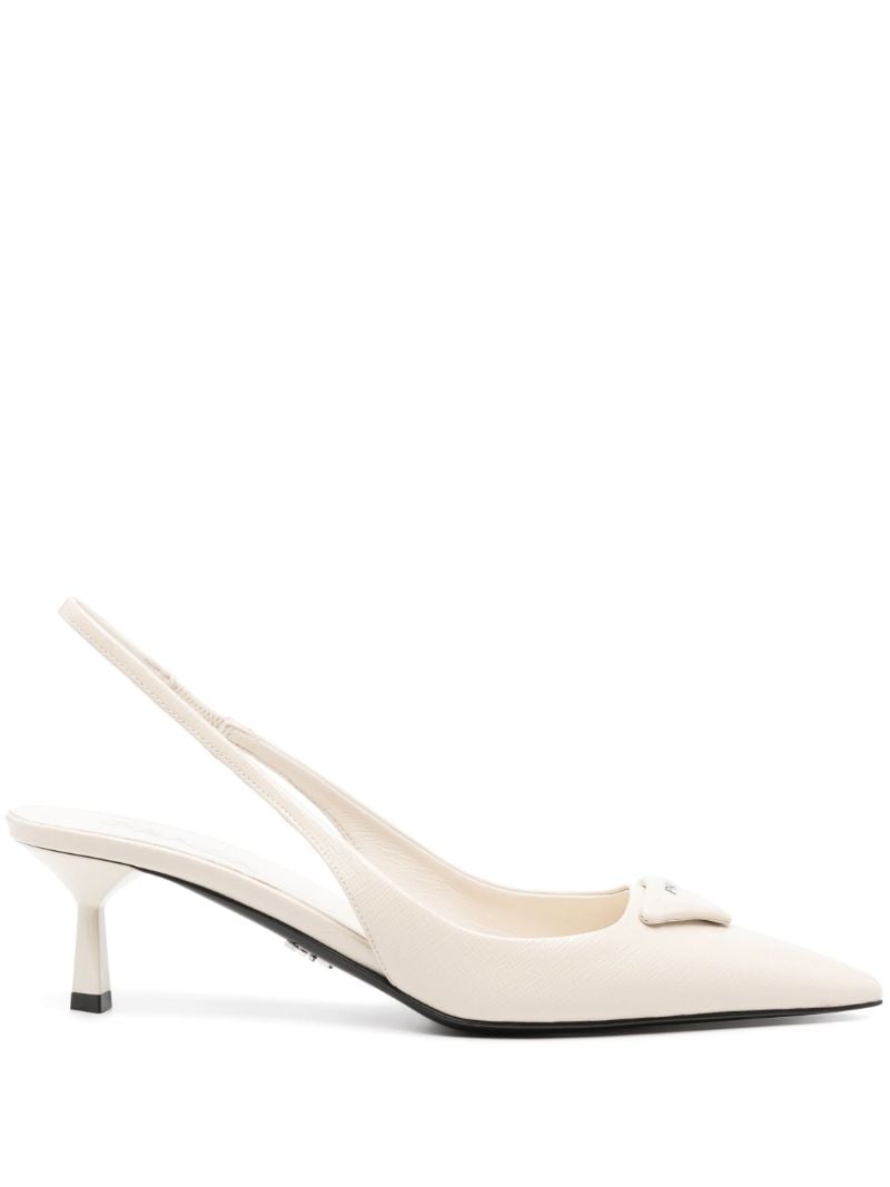 75mm Saffiano Leather Slingback Pumps