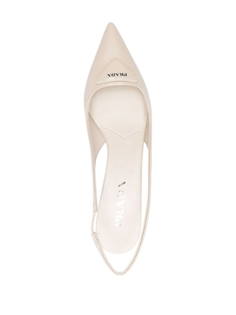 75mm Saffiano Leather Slingback Pumps