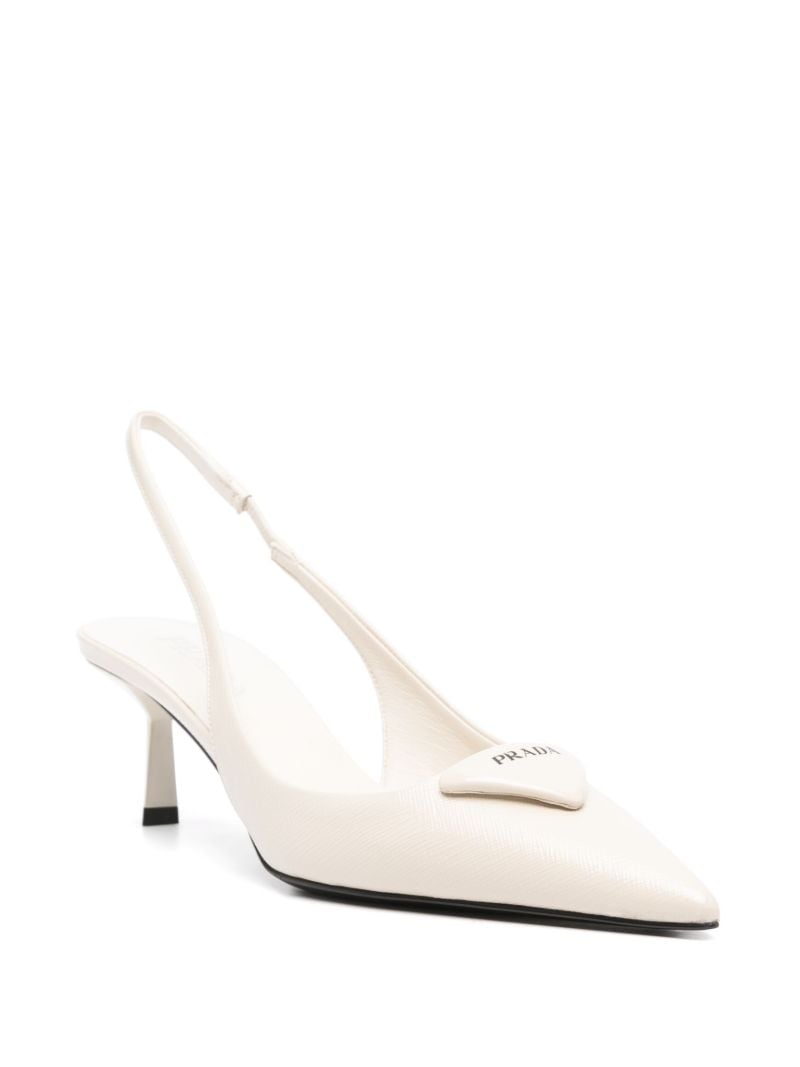 75mm Saffiano Leather Slingback Pumps