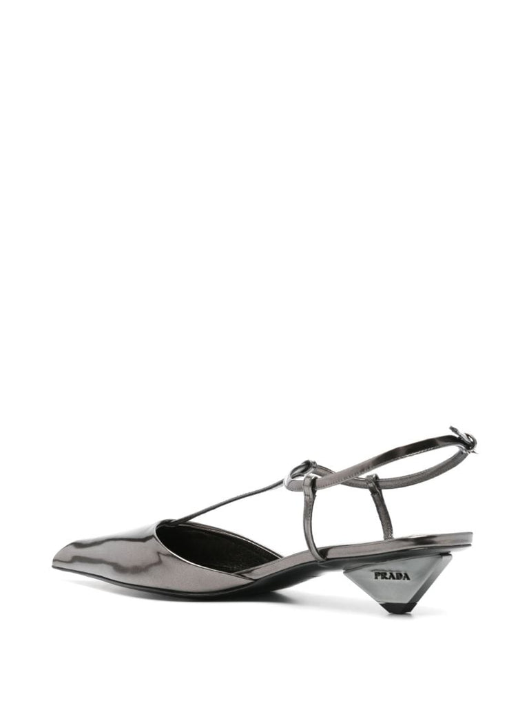 Metallic-leather Slingback Pumps