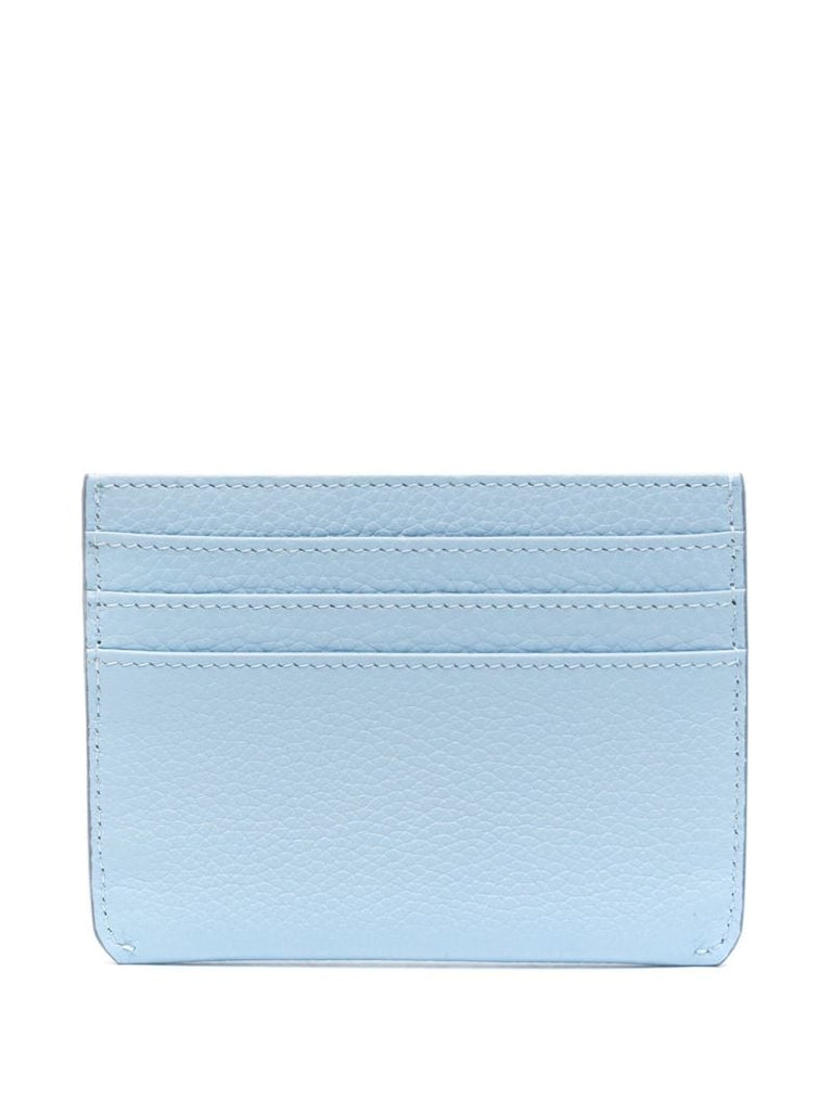 Blue Logo-embroidered Leather Card Holder