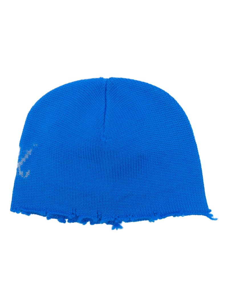 Blue Logo-intarsia Wool Beanie