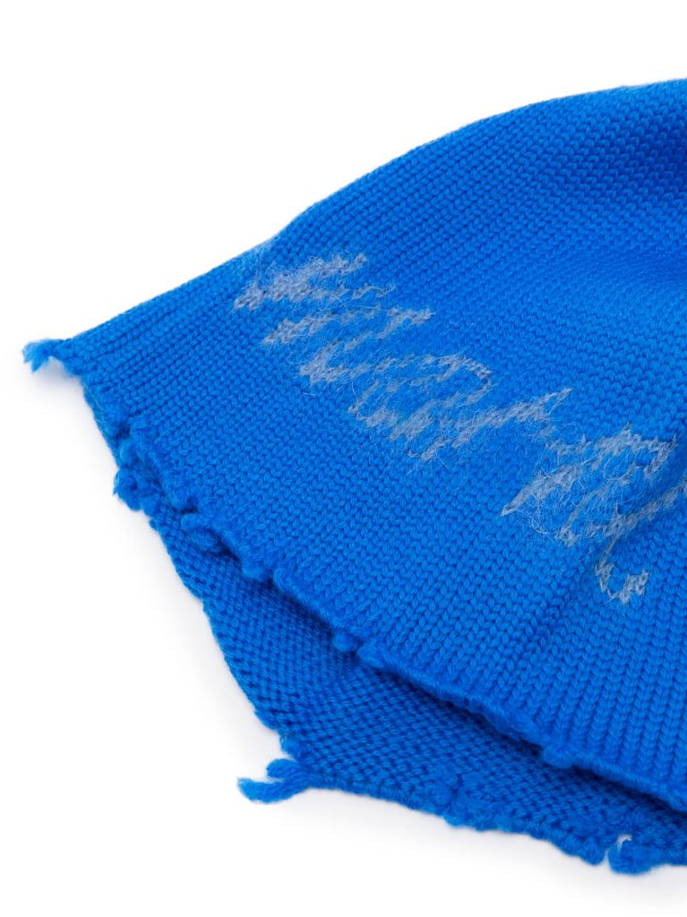 Blue Logo-intarsia Wool Beanie