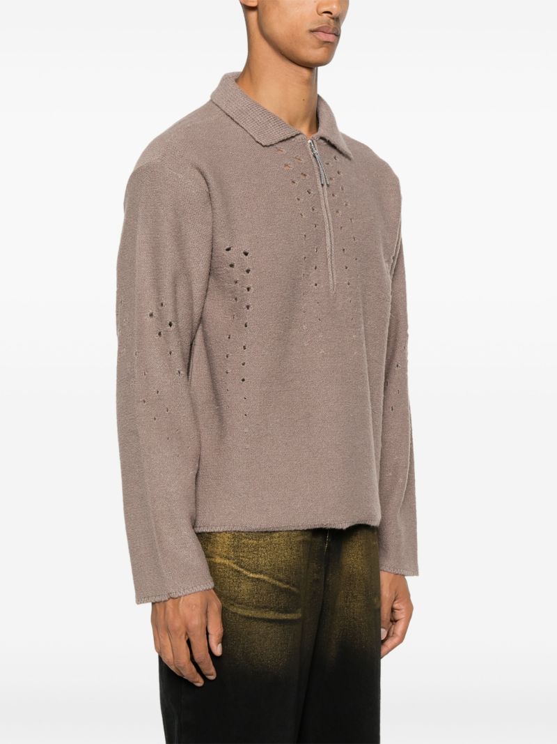 Perforated Polo Sweater