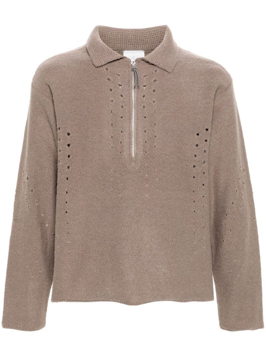 Perforated Polo Sweater