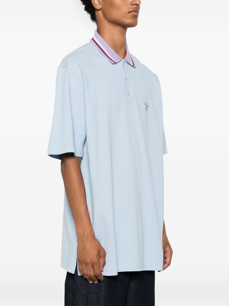 Blue Monogram-embroidered Polo Shirt