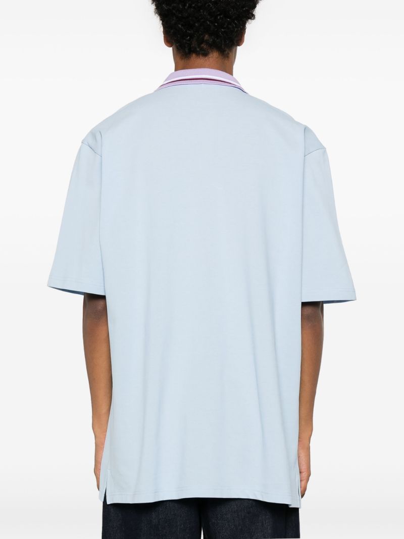 Blue Monogram-embroidered Polo Shirt
