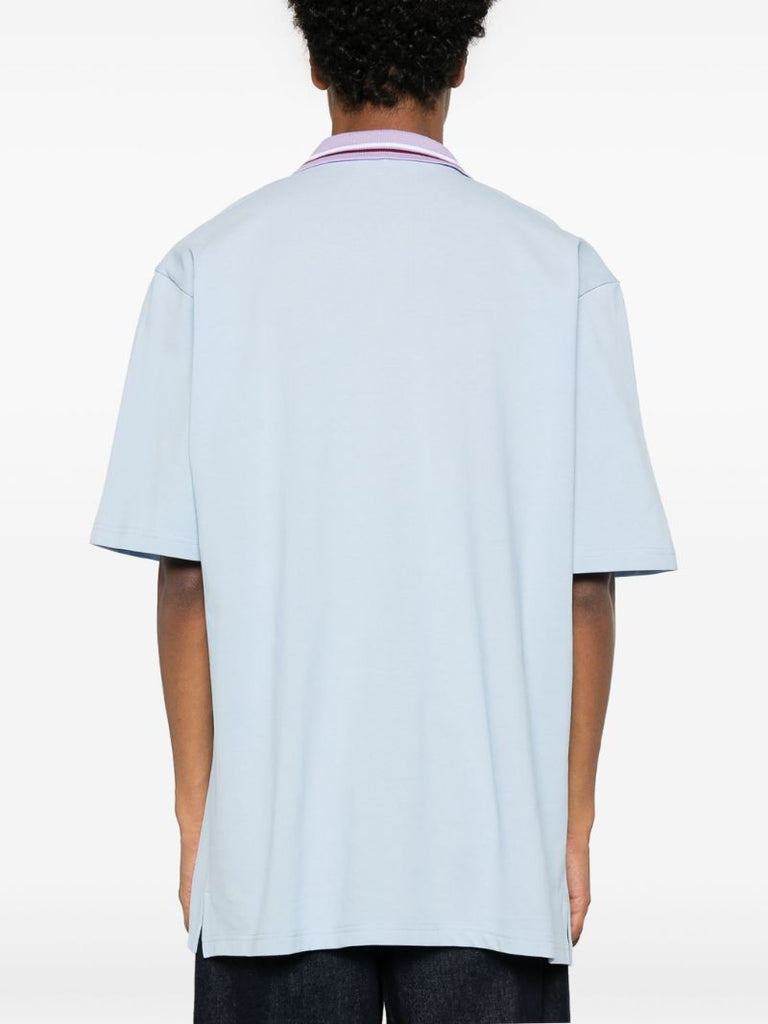 Blue Monogram-embroidered Polo Shirt