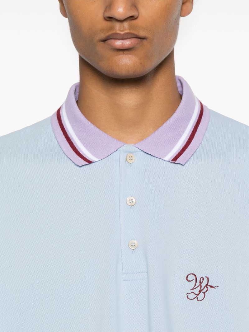 Blue Monogram-embroidered Polo Shirt