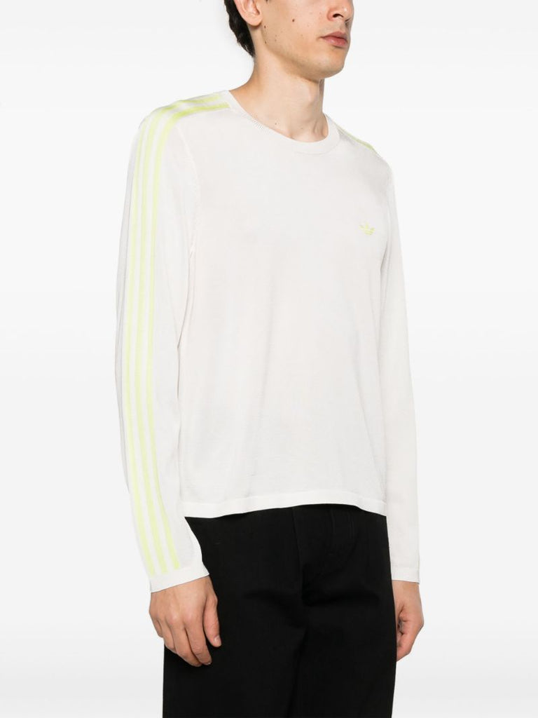 White 3-stripes Crew-neck Sweater
