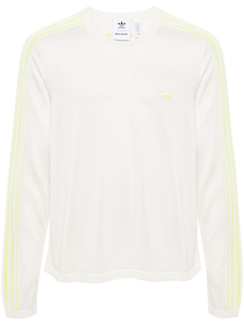 White 3-stripes Crew-neck Sweater