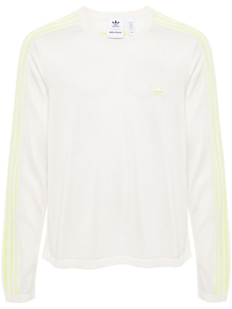 White 3-stripes Crew-neck Sweater