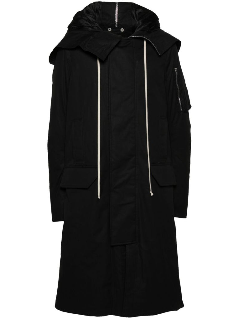 Black Organic Cotton Hooded Parka