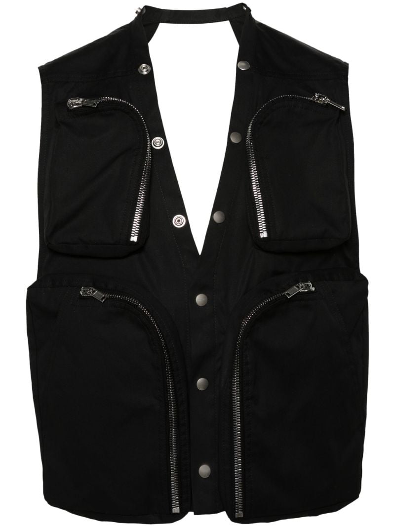 Black Press-stud Cut-out Vest