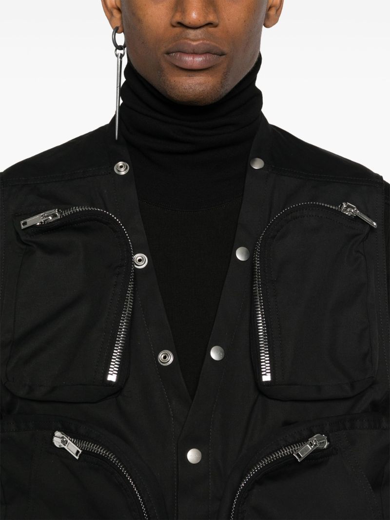 Black Press-stud Cut-out Vest