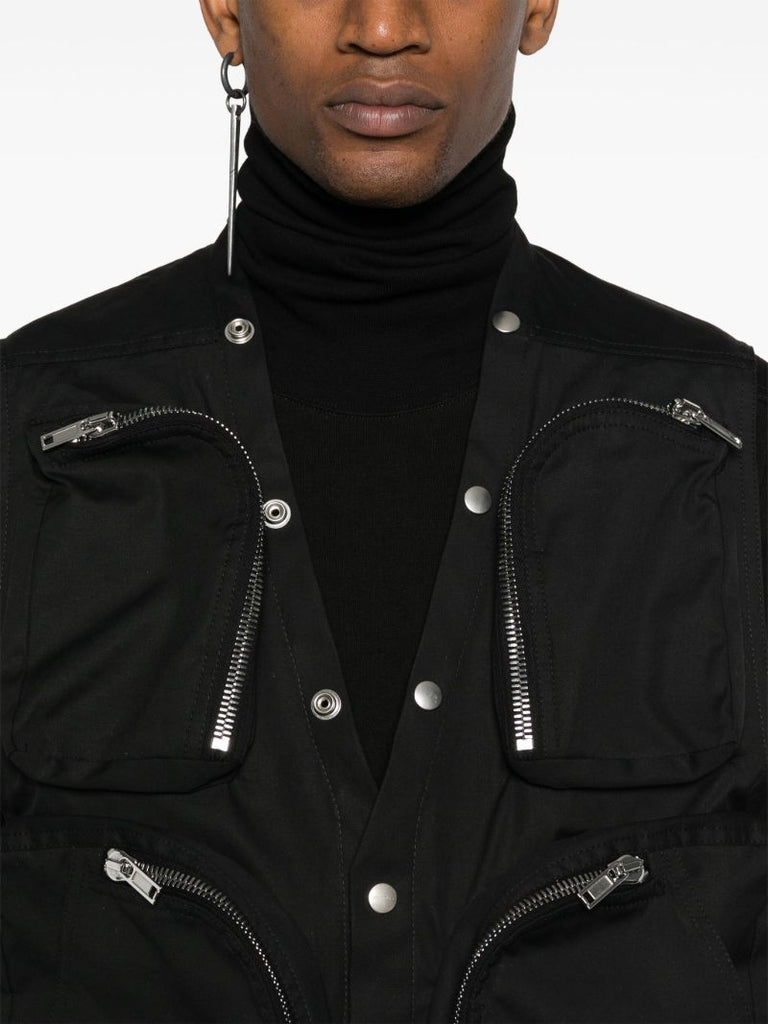 Black Press-stud Cut-out Vest