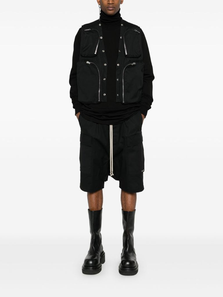 Black Press-stud Cut-out Vest