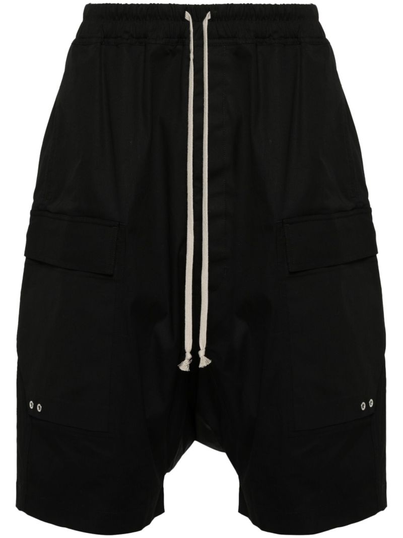 Black Drop-crotch Drawstring Shorts