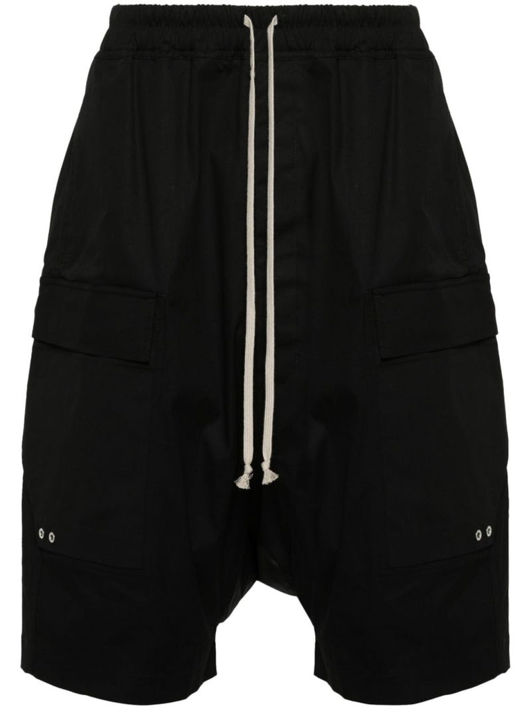 Black Drop-crotch Drawstring Shorts