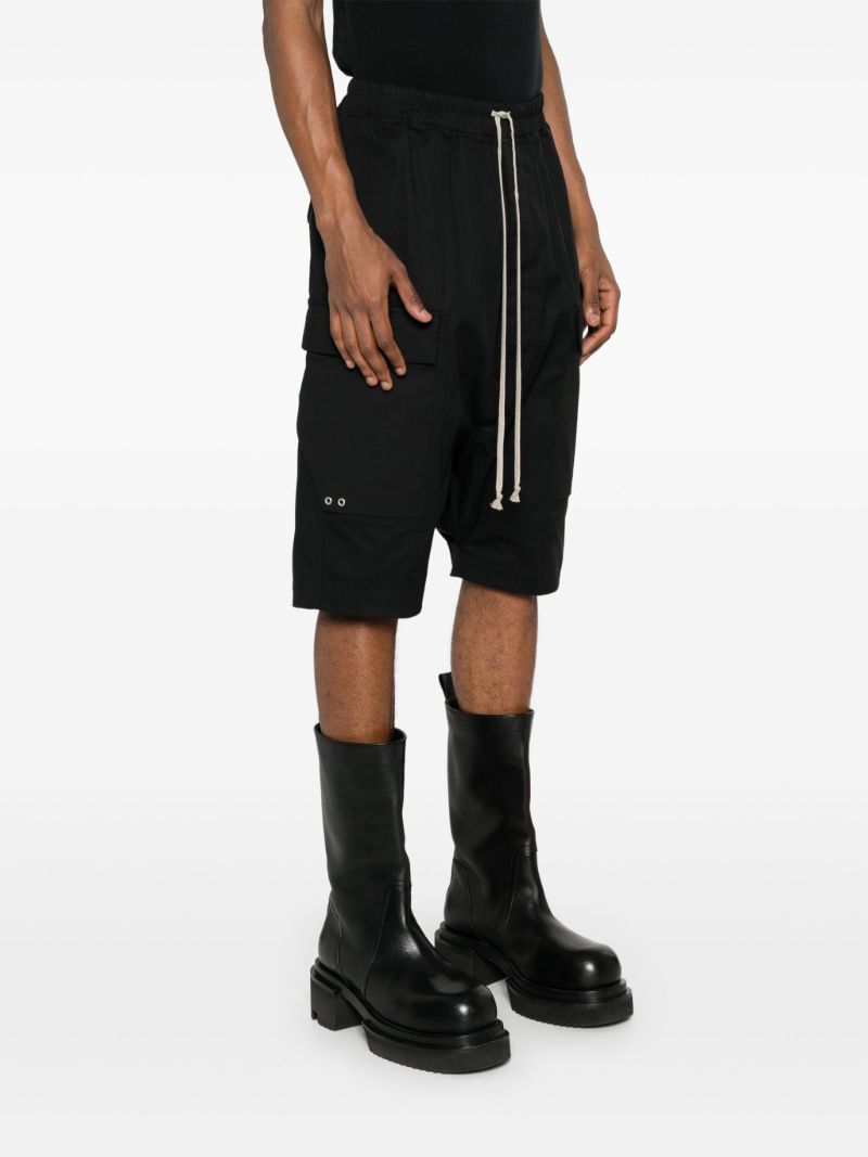 Black Drop-crotch Drawstring Shorts