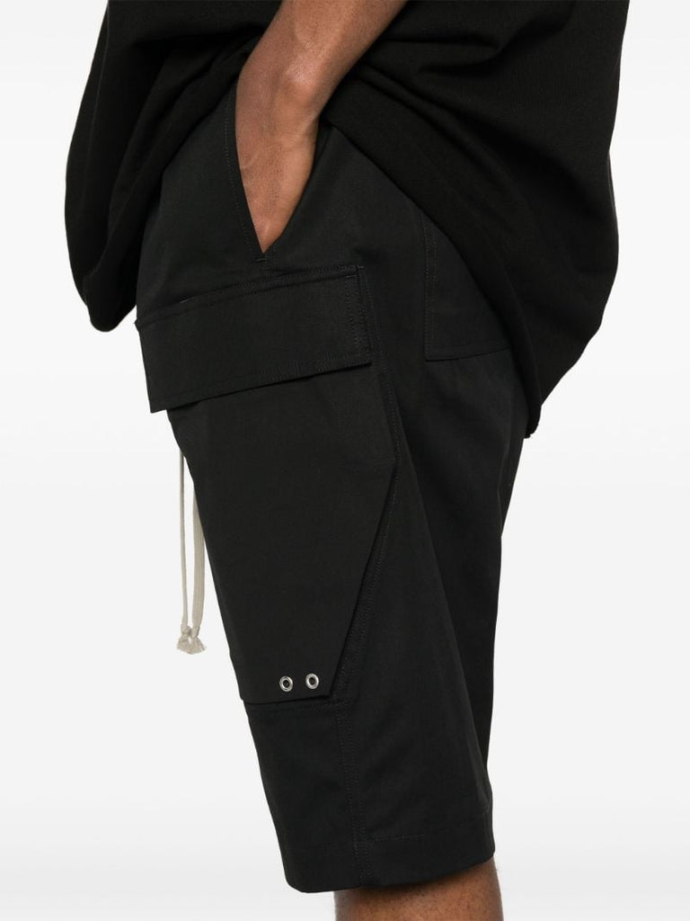 Black Drop-crotch Drawstring Shorts