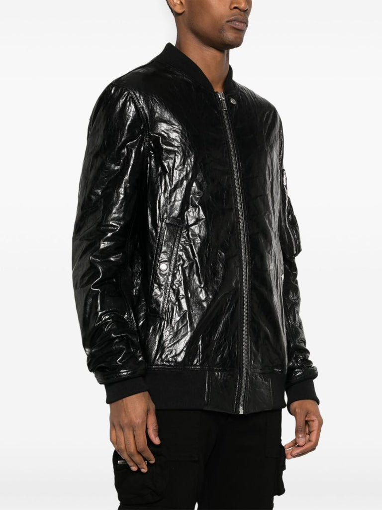 Black Leather Bomber Jacket