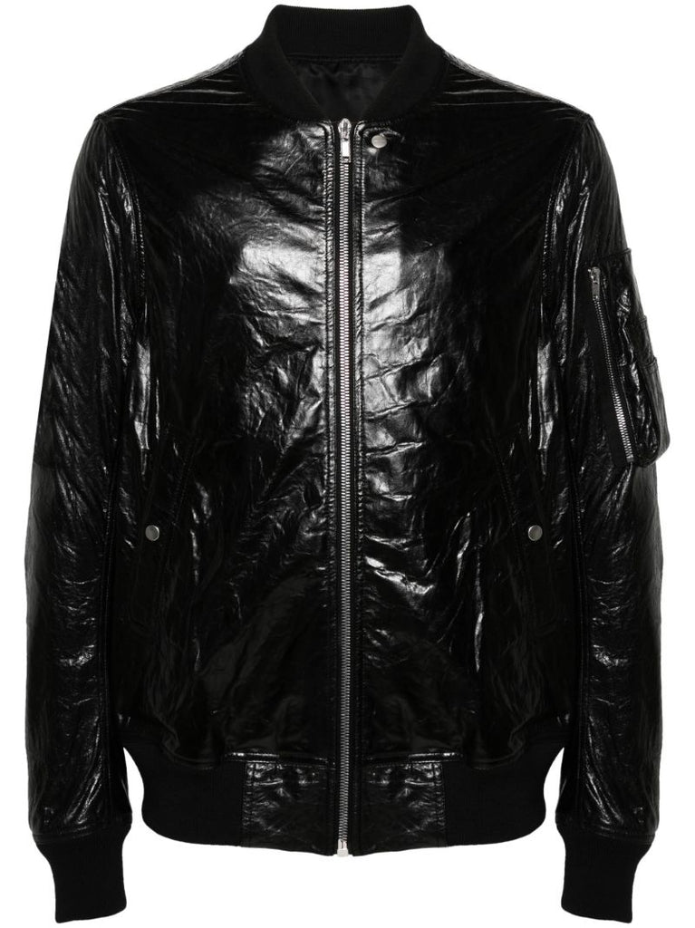 Black Leather Bomber Jacket