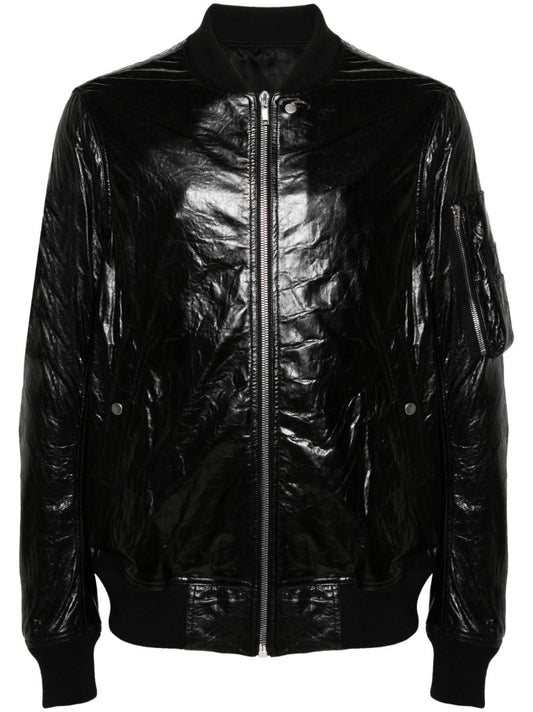 Black Leather Bomber Jacket