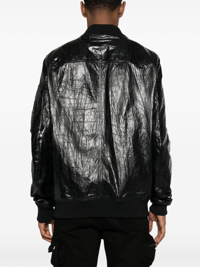 Black Leather Bomber Jacket
