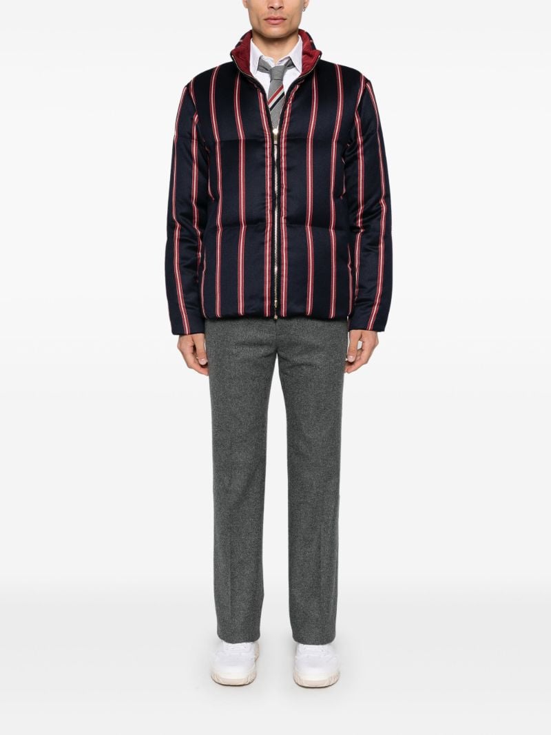 Blue Striped Puffer Jacket