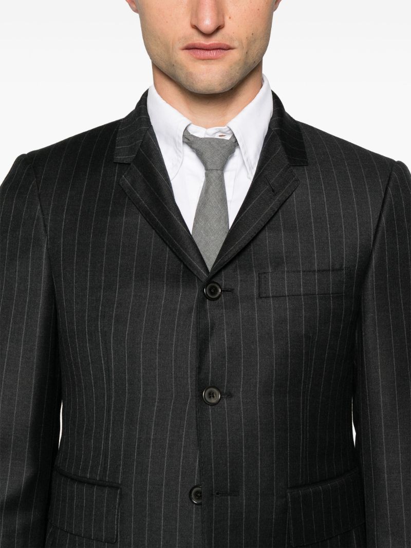 Grey Pinstriped Wool Blazer