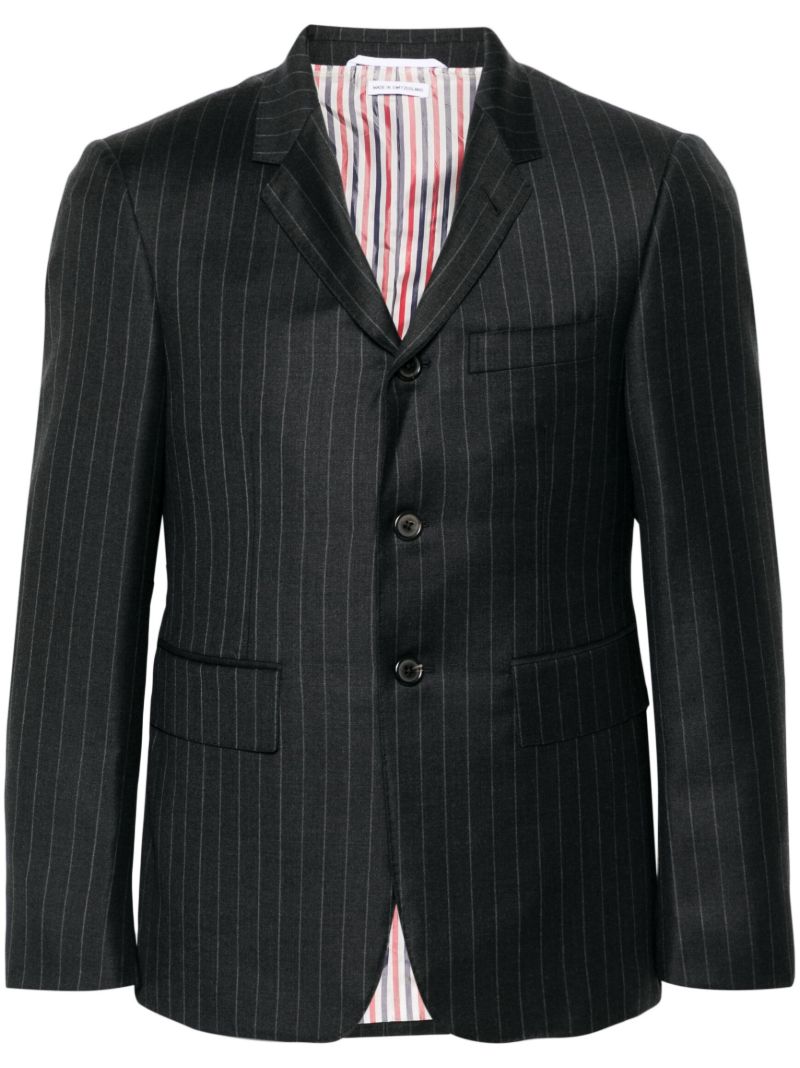 Grey Pinstriped Wool Blazer