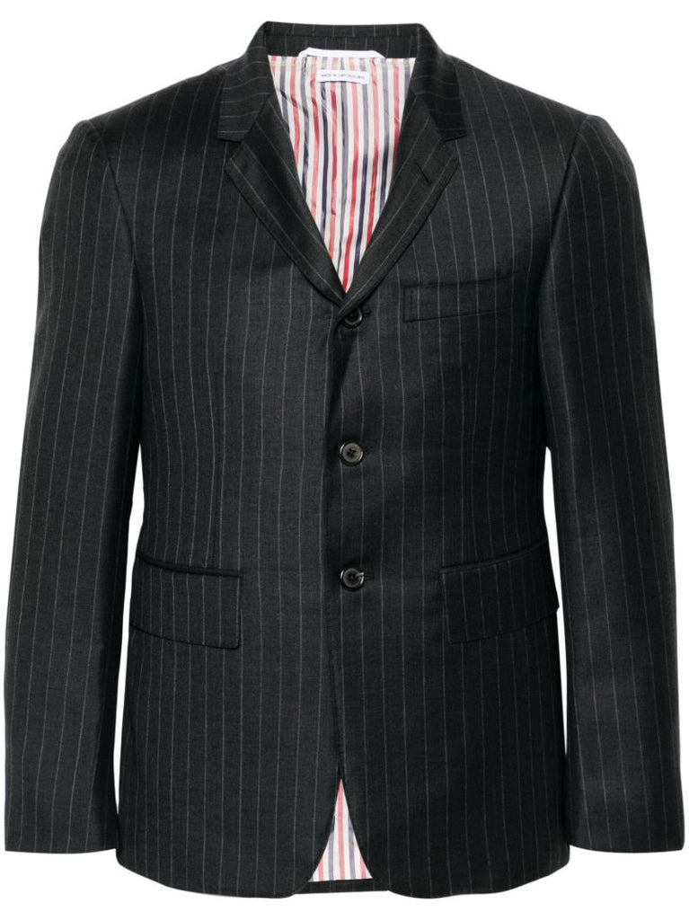 Grey Pinstriped Wool Blazer