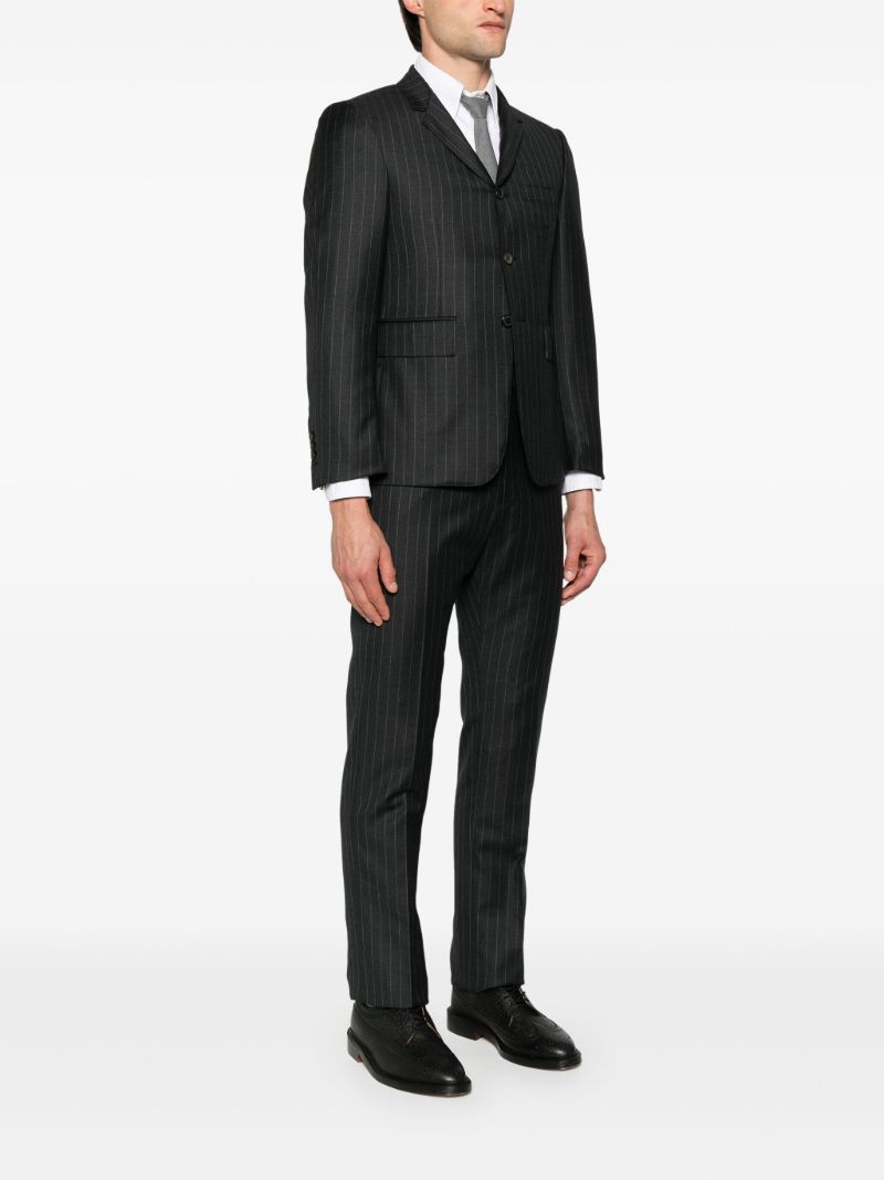 Grey Pinstriped Wool Blazer
