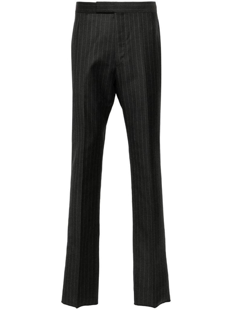 Grey Pinstriped Wool Trousers