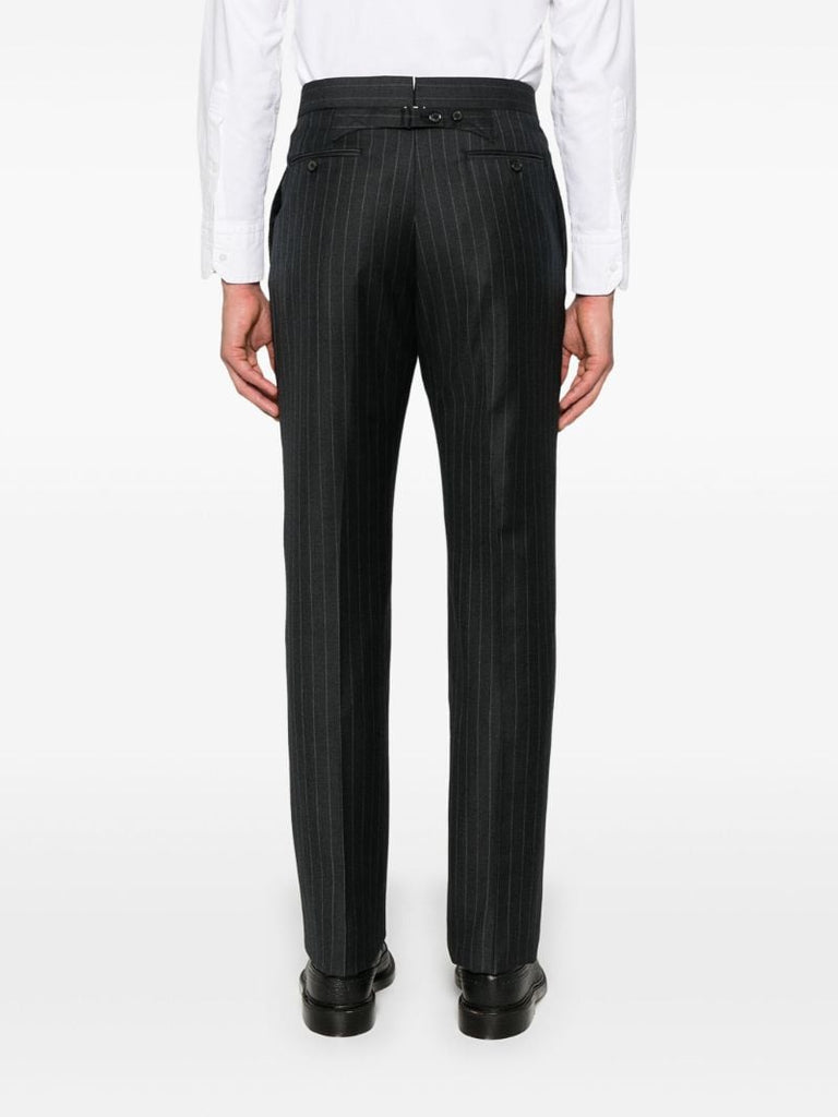 Grey Pinstriped Wool Trousers