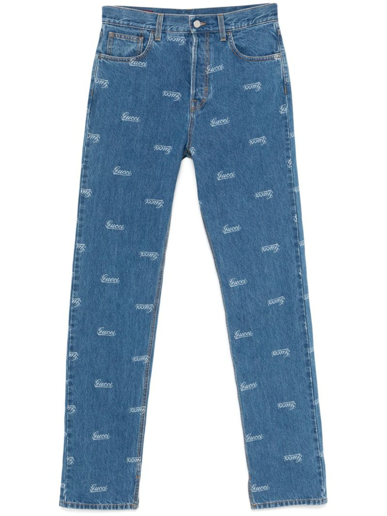 Blue Logo-lasered Jeans